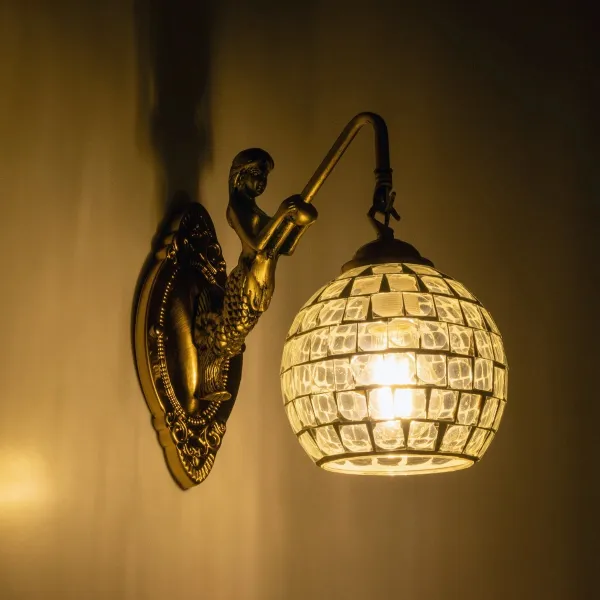 GLOBOSTAR® MERMAID 01317 Vintage Φωτιστικό Τοίχου - Απλίκα με Ντουί 1 x E27 AC 220-240V IP20 - Χρυσό - Μ16 x Π30 x Υ27cm