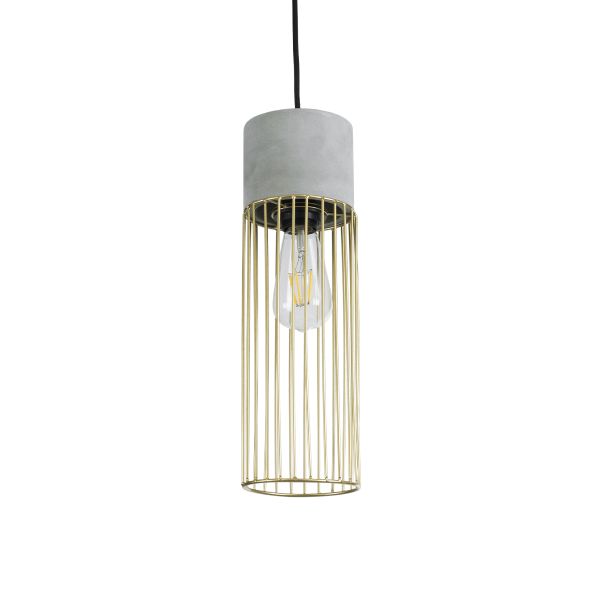 GLOBOSTAR® DURANT 01322 Μοντέρνο Κρεμαστό Φωτιστικό Οροφής με Ντουί 1 x E27 AC 220-240V IP20 - Γκρι & Χρυσό - Μ12 x Π12 x Υ40cm
