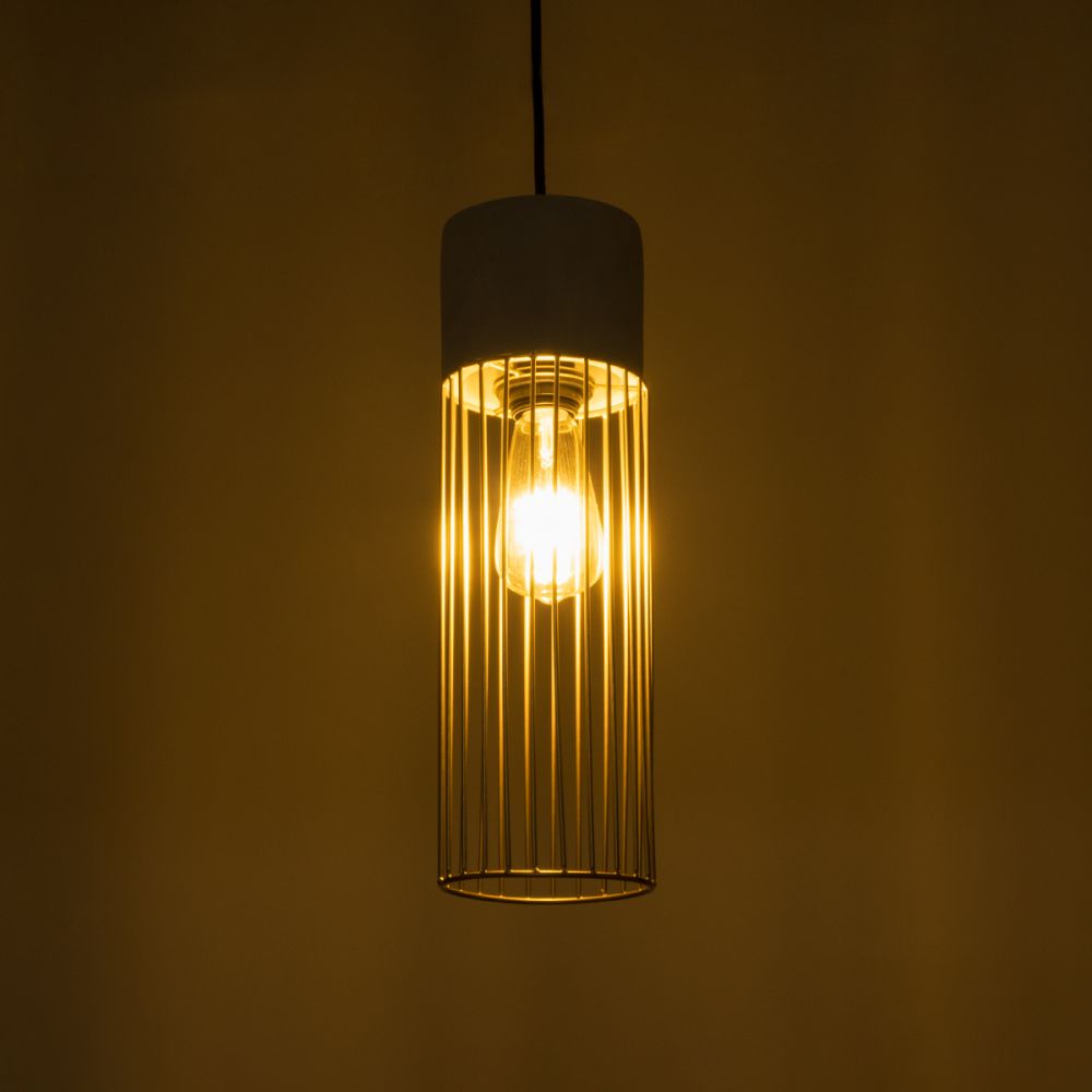 GLOBOSTAR® DURANT 01322 Μοντέρνο Κρεμαστό Φωτιστικό Οροφής με Ντουί 1 x E27 AC 220-240V IP20 - Γκρι & Χρυσό - Μ12 x Π12 x Υ40cm