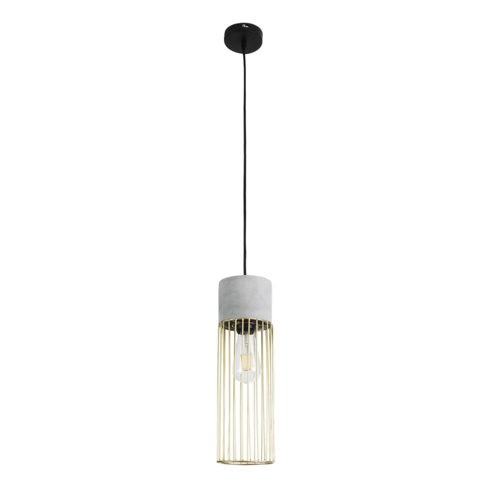 GLOBOSTAR® DURANT 01322 Μοντέρνο Κρεμαστό Φωτιστικό Οροφής με Ντουί 1 x E27 AC 220-240V IP20 - Γκρι & Χρυσό - Μ12 x Π12 x Υ40cm