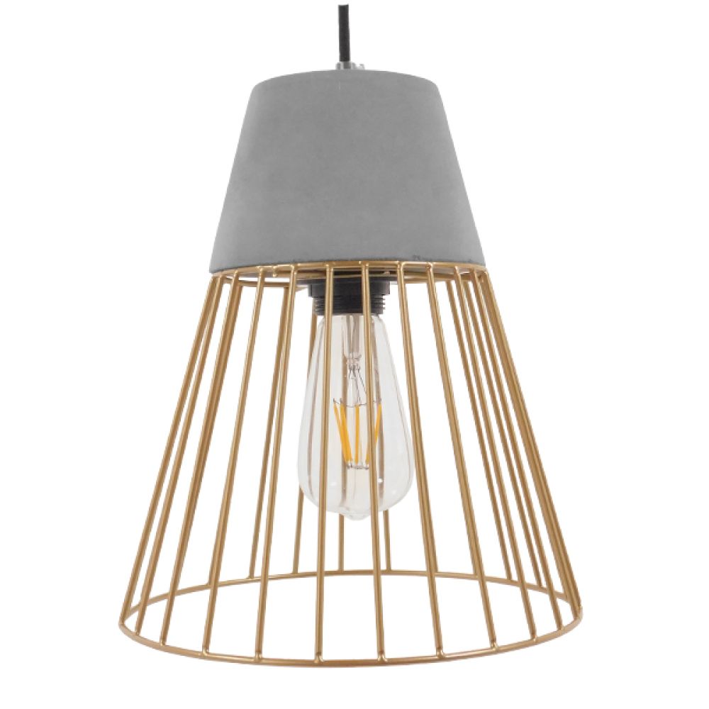 GLOBOSTAR® DURANT 01323 Μοντέρνο Κρεμαστό Φωτιστικό Οροφής με Ντουί 1 x E27 AC 220-240V IP20 - Γκρι & Χρυσό - Μ25 x Π25 x Υ31cm