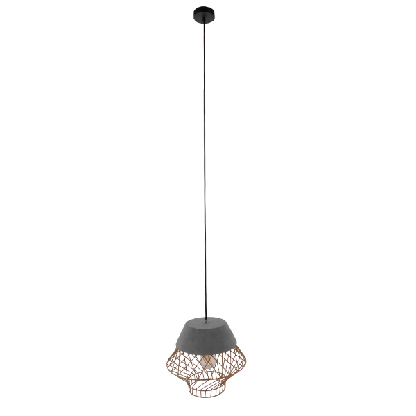 GLOBOSTAR® DURANT 01324 Μοντέρνο Κρεμαστό Φωτιστικό Οροφής με Ντουί 1 x E27 AC 220-240V IP20 - Γκρι & Χρυσό - Μ35 x Π35 x Υ35cm