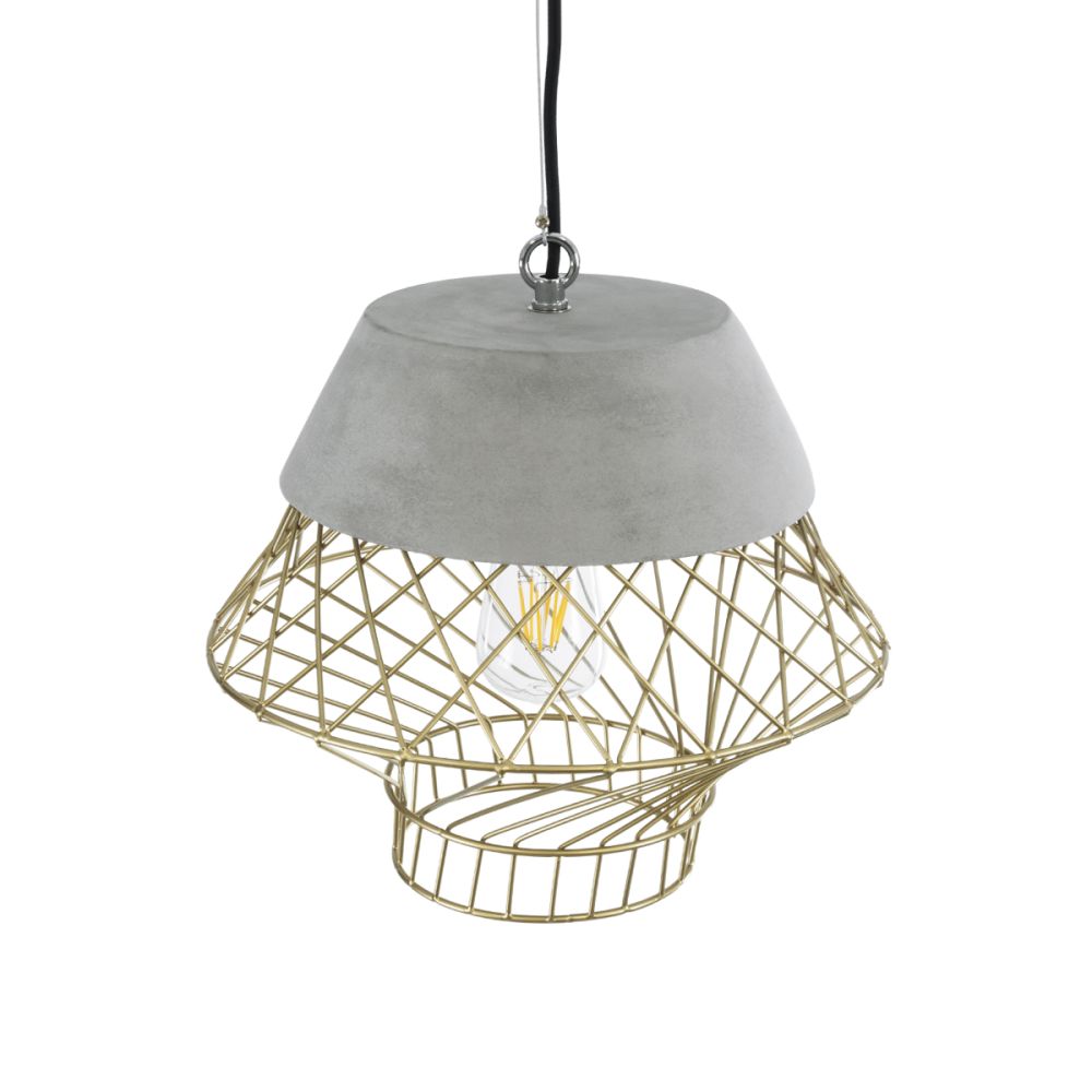 GLOBOSTAR® DURANT 01324 Μοντέρνο Κρεμαστό Φωτιστικό Οροφής με Ντουί 1 x E27 AC 220-240V IP20 - Γκρι & Χρυσό - Μ35 x Π35 x Υ35cm