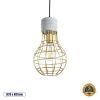 GLOBOSTAR® DURANT 01325 Μοντέρνο Κρεμαστό Φωτιστικό Οροφής με Ντουί 1 x E27 AC 220-240V IP20 - Γκρι & Χρυσό - Μ20 x Π20 x Υ35cm