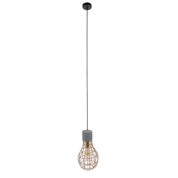 GLOBOSTAR® DURANT 01325 Μοντέρνο Κρεμαστό Φωτιστικό Οροφής με Ντουί 1 x E27 AC 220-240V IP20 - Γκρι & Χρυσό - Μ20 x Π20 x Υ35cm