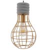 GLOBOSTAR® DURANT 01325 Μοντέρνο Κρεμαστό Φωτιστικό Οροφής με Ντουί 1 x E27 AC 220-240V IP20 - Γκρι & Χρυσό - Μ20 x Π20 x Υ35cm