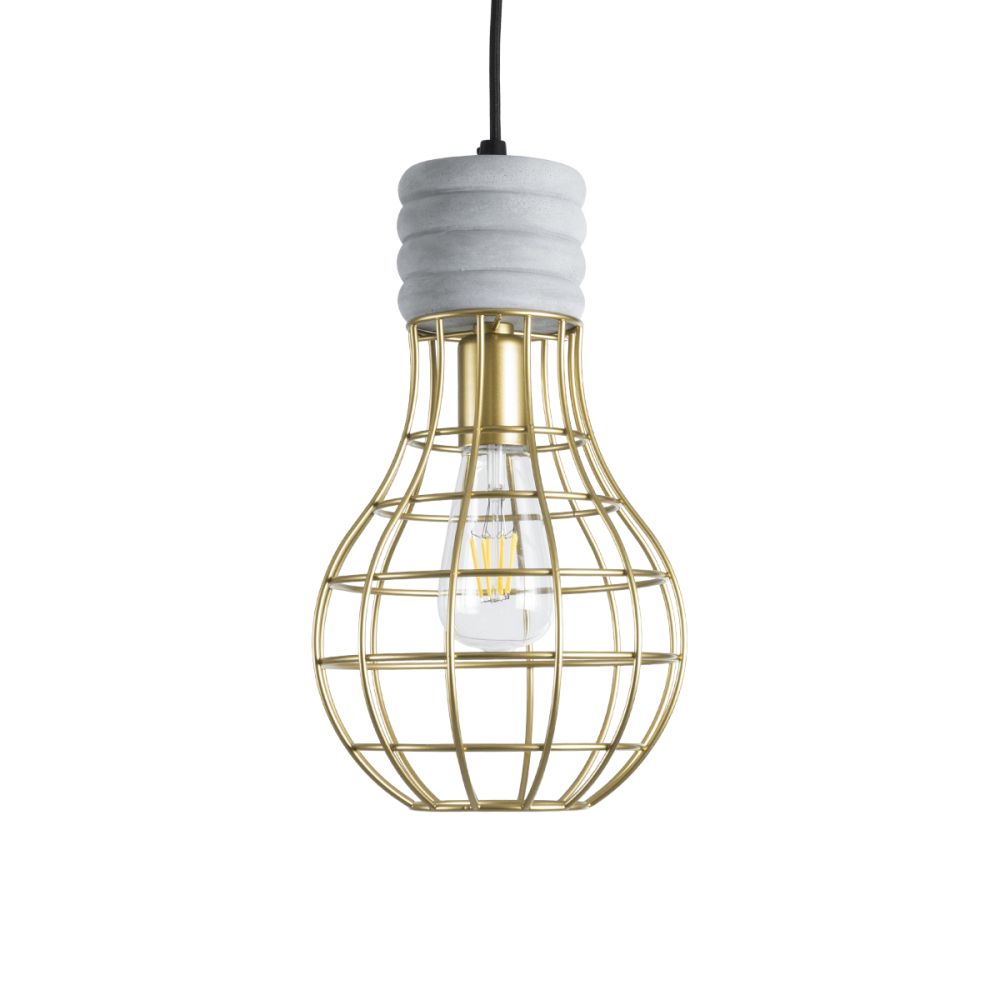 GLOBOSTAR® DURANT 01325 Μοντέρνο Κρεμαστό Φωτιστικό Οροφής με Ντουί 1 x E27 AC 220-240V IP20 - Γκρι & Χρυσό - Μ20 x Π20 x Υ35cm