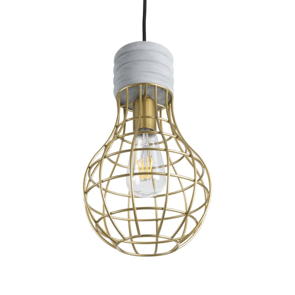 GLOBOSTAR® DURANT 01325 Μοντέρνο Κρεμαστό Φωτιστικό Οροφής με Ντουί 1 x E27 AC 220-240V IP20 - Γκρι & Χρυσό - Μ20 x Π20 x Υ35cm