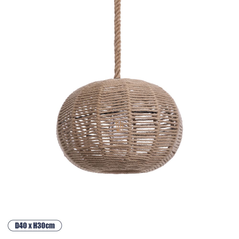 GLOBOSTAR® MANDALA 01331 Vintage Κρεμαστό Φωτιστικό Οροφής με Ντουί 1 x E27 AC 220-240V IP20 - Μπεζ - Μ40 x Π40 x Υ33cm