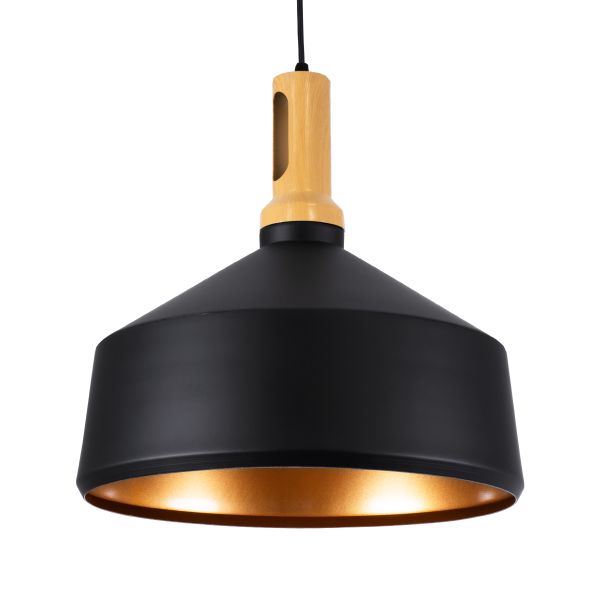 GLOBOSTAR® CALYPSO 01334-B Μοντέρνο Κρεμαστό Φωτιστικό Οροφής με Ντουί 1 x E27 AC 220-240V IP20 - Μαύρο & Μπρούτζινο - Μ36 x Π36 x Υ35cm