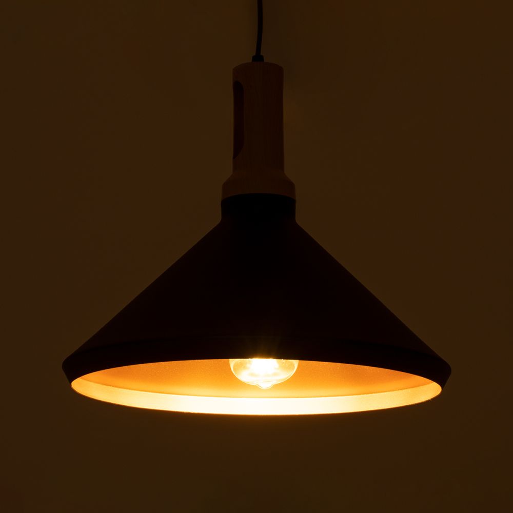 GLOBOSTAR® CALYPSO 01334-A Μοντέρνο Κρεμαστό Φωτιστικό Οροφής με Ντουί 1 x E27 AC 220-240V IP20 - Μαύρο & Μπρούτζινο - Μ36 x Π36 x Υ30cm