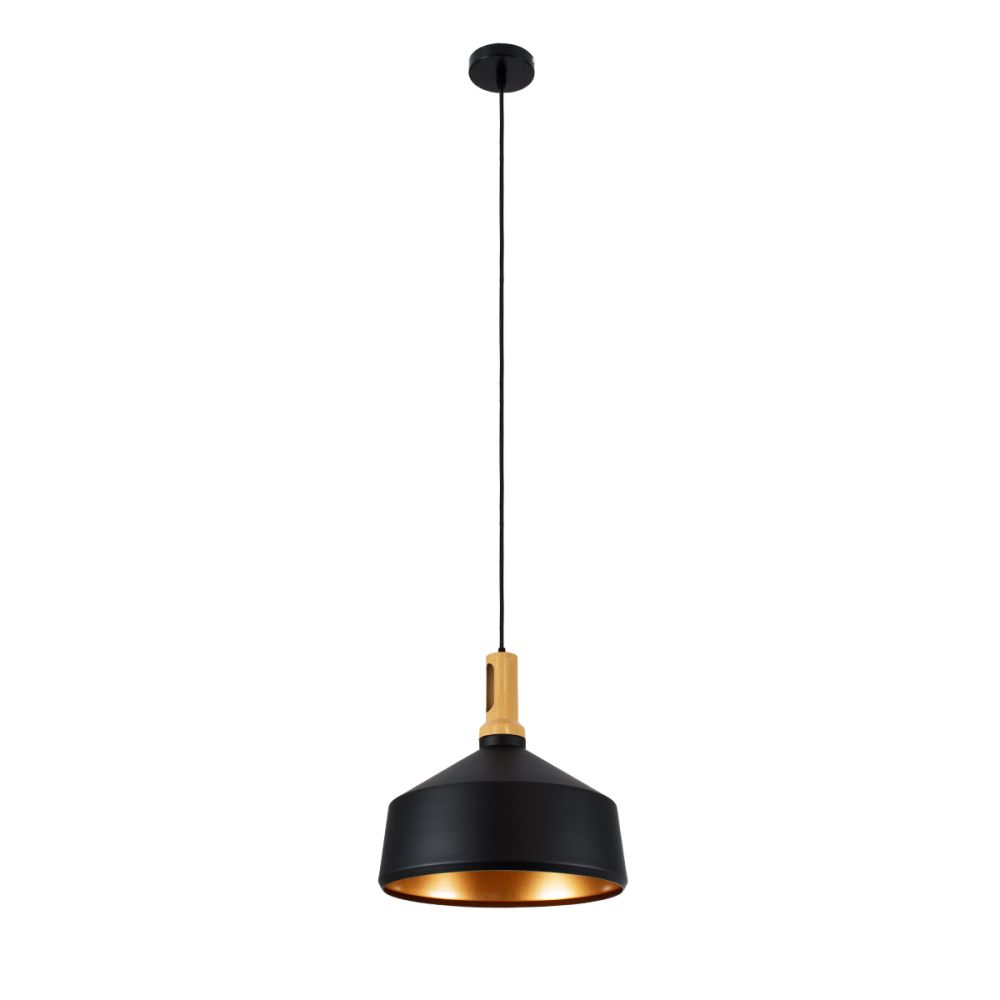 GLOBOSTAR® CALYPSO 01334-B Μοντέρνο Κρεμαστό Φωτιστικό Οροφής με Ντουί 1 x E27 AC 220-240V IP20 - Μαύρο & Μπρούτζινο - Μ36 x Π36 x Υ35cm