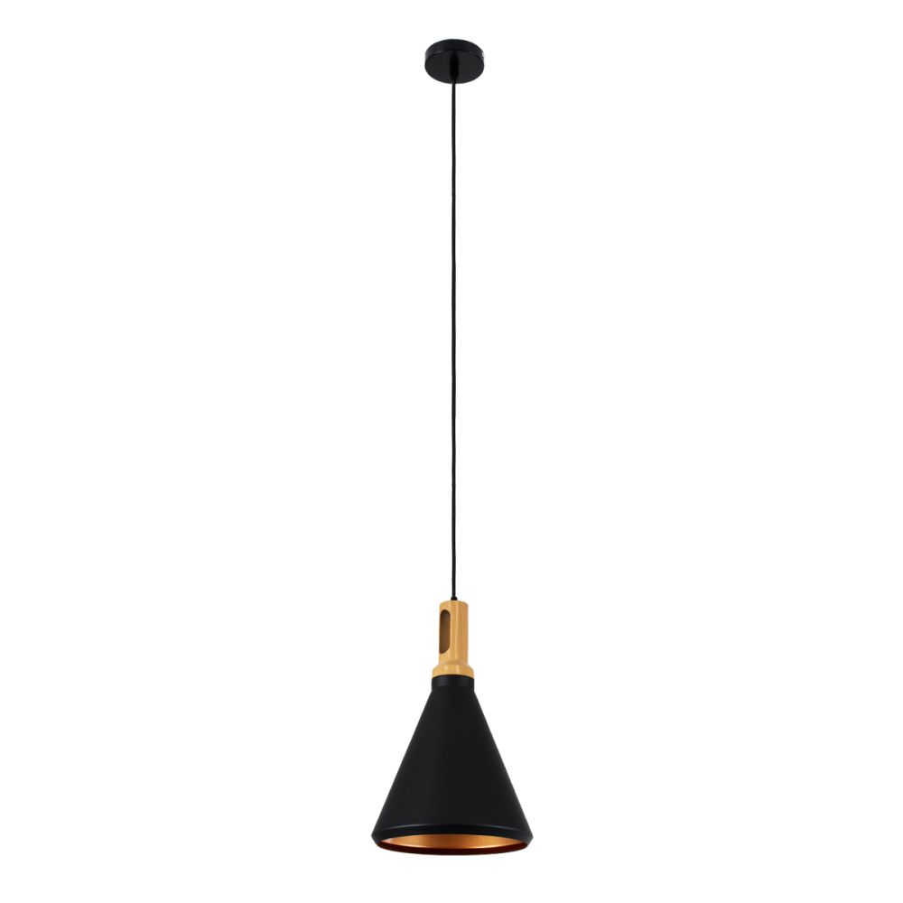 GLOBOSTAR® CALYPSO 01334-C Μοντέρνο Κρεμαστό Φωτιστικό Οροφής με Ντουί 1 x E27 AC 220-240V IP20 - Μαύρο & Μπρούτζινο  - Μ25 x Π25 x Υ40cm