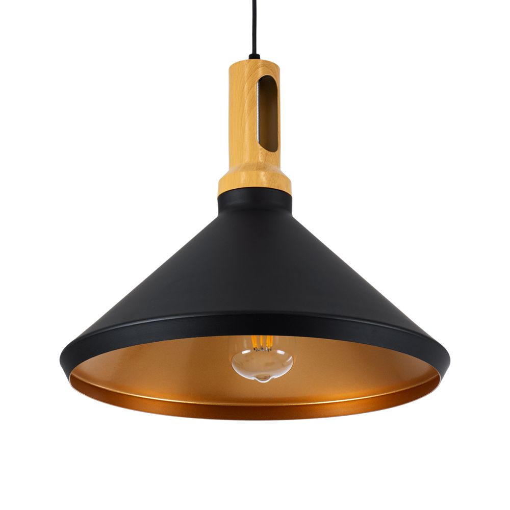 GLOBOSTAR® CALYPSO 01334-A Μοντέρνο Κρεμαστό Φωτιστικό Οροφής με Ντουί 1 x E27 AC 220-240V IP20 - Μαύρο & Μπρούτζινο - Μ36 x Π36 x Υ30cm