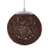 ΠΡΟΣΦΟΡΑ GloboStar® OCEANA 01354 Vintage Κρεμαστό Φωτιστικό Οροφής Μονόφωτο 1 x E27 Καφέ Ξύλινο Ψάθινο Rattan Φ20 x Υ20cm