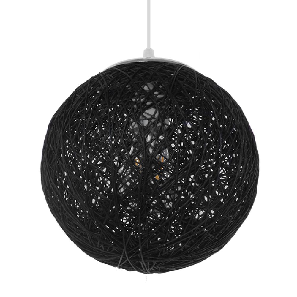 GLOBOSTAR® OCEANA 01356 Boho Κρεμαστό Φωτιστικό Οροφής με Ντουί 1 x E27 AC 220-240V IP20 - Μαύρο - Μ20 x Π20 x Υ20cm
