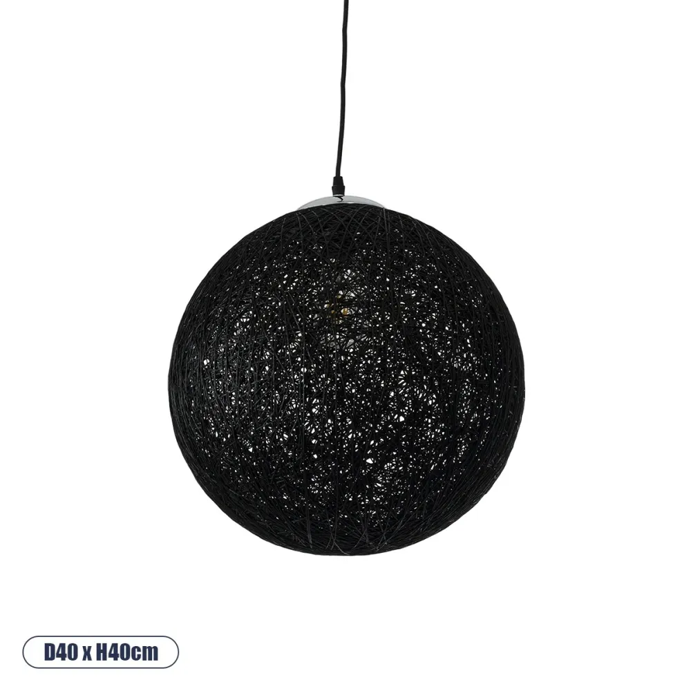 GLOBOSTAR® OCEANA 01360 Boho Κρεμαστό Φωτιστικό Οροφής με Ντουί 1 x E27 AC 220-240V IP20 - Μαύρο - Μ40 x Π40 x Υ40cm