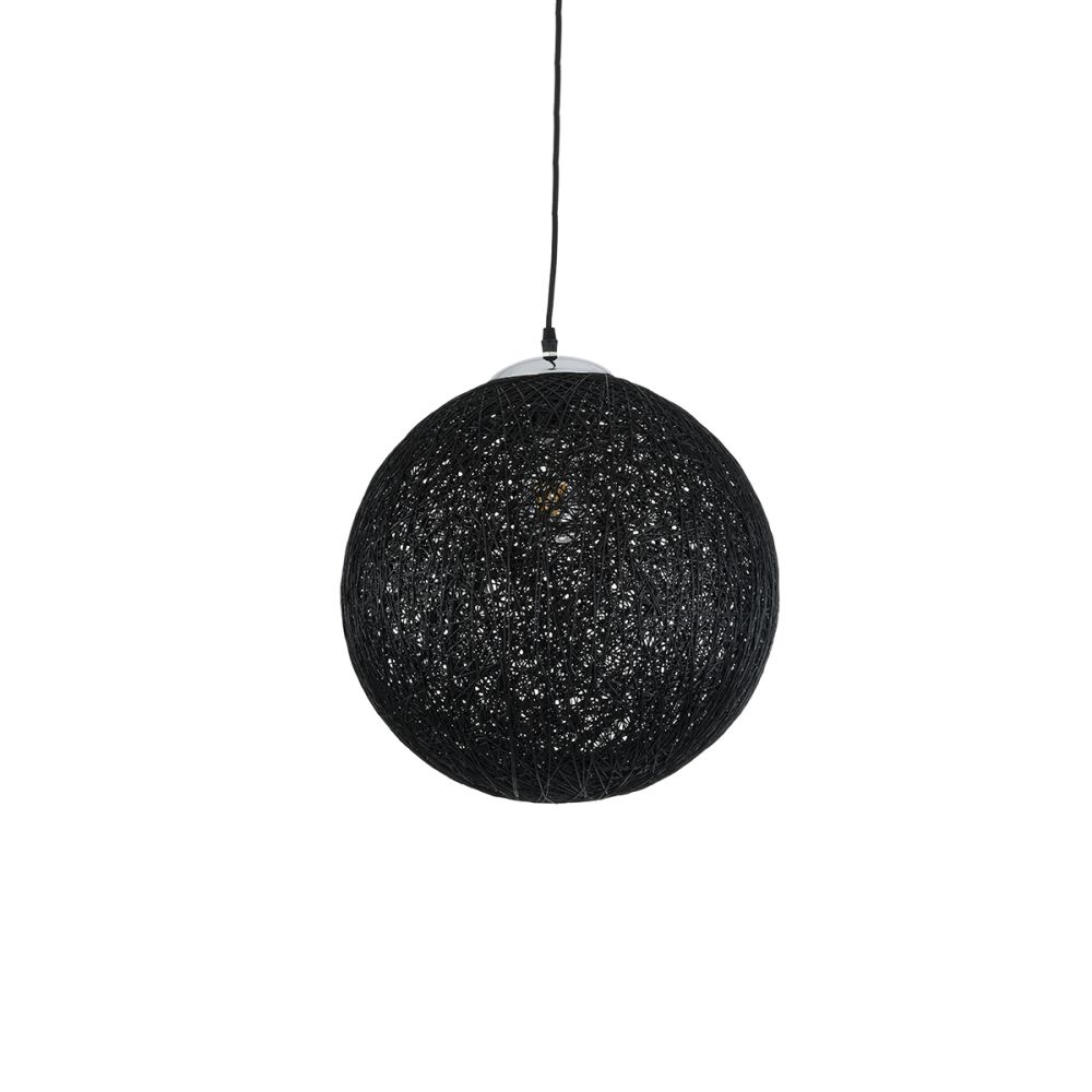 GLOBOSTAR® OCEANA 01360 Boho Κρεμαστό Φωτιστικό Οροφής με Ντουί 1 x E27 AC 220-240V IP20 - Μαύρο - Μ40 x Π40 x Υ40cm