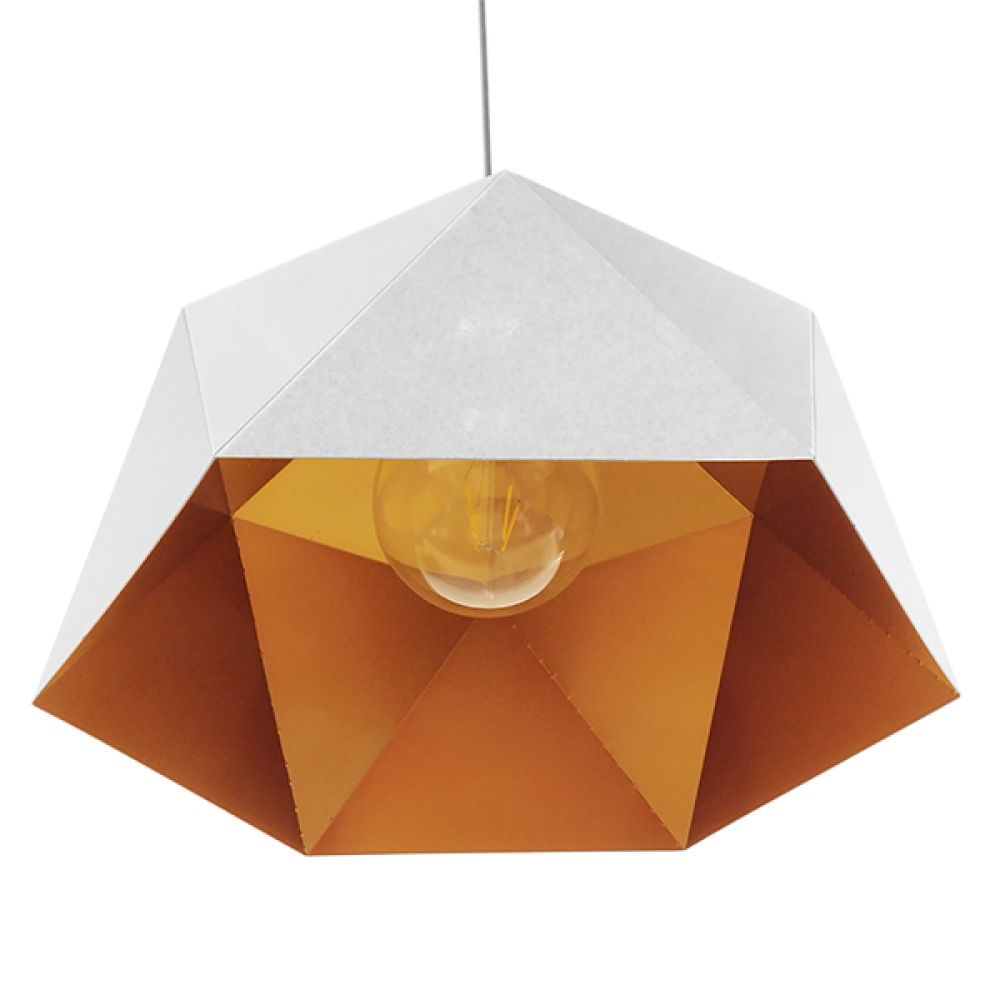 GLOBOSTAR® HEXAGON 01378 Μοντέρνο Κρεμαστό Φωτιστικό Οροφής με Ντουί 1 x E27 AC 220-240V IP20 - Λευκό & Χρυσό - Μ46 x Π46 x Y25cm