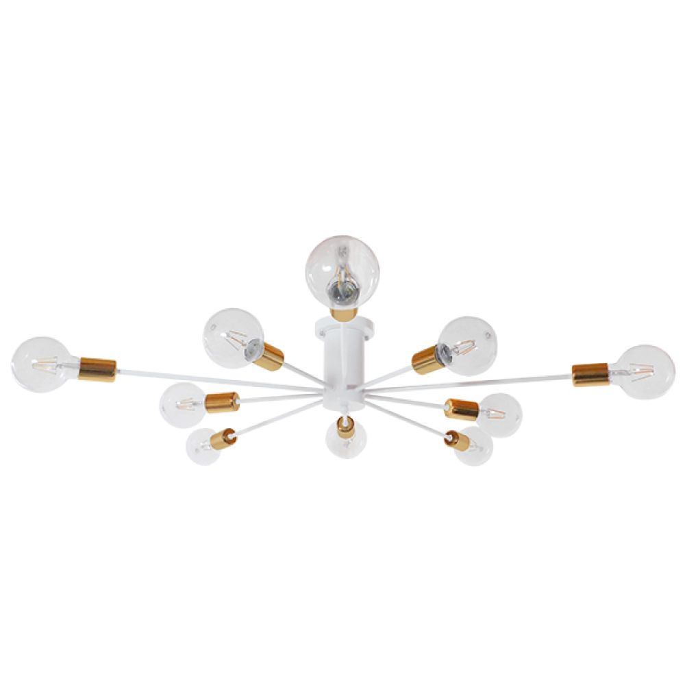 GLOBOSTAR® OLINDA 01383 Μοντέρνο Φωτιστικό Οροφής με Ντουί 10 x E27 AC 220-240V IP20 - Λευκό & Χρυσό - Μ95 x Π95 x Υ17cm
