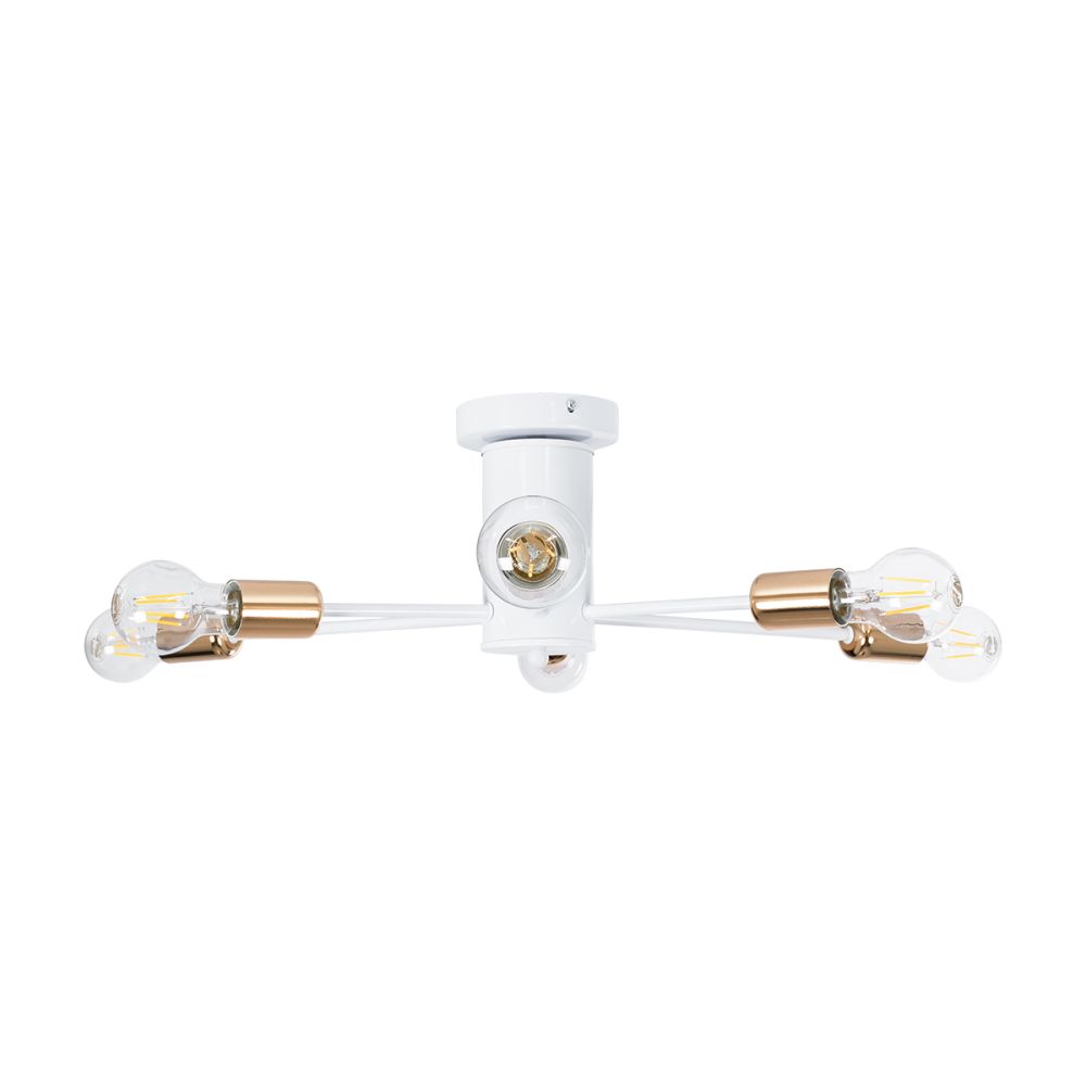 GLOBOSTAR® OLINDA 01385 Μοντέρνο Φωτιστικό Οροφής με Ντουί 6 x E27 AC 220-240V IP20 - Λευκό & Χάλκινο - Μ60 x Π60 x Υ20cm