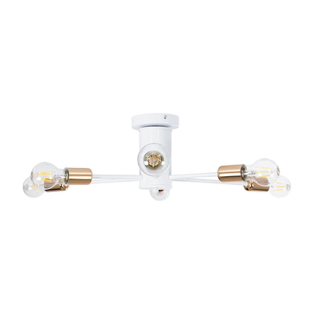 GLOBOSTAR® OLINDA 01385 Μοντέρνο Φωτιστικό Οροφής με Ντουί 6 x E27 AC 220-240V IP20 - Λευκό & Χάλκινο - Μ60 x Π60 x Υ20cm