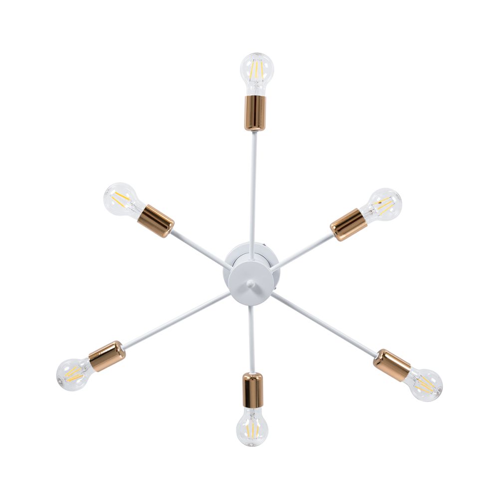 GLOBOSTAR® OLINDA 01385 Μοντέρνο Φωτιστικό Οροφής με Ντουί 6 x E27 AC 220-240V IP20 - Λευκό & Χάλκινο - Μ60 x Π60 x Υ20cm