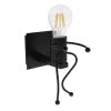 GLOBOSTAR® FIGURE 10001388 Μοντέρνο Φωτιστικό Τοίχου - Απλίκα με Ντουί 1 x E27 AC 220-240V IP20 - Μαύρο - Μ12 x Π19 x Υ17cm