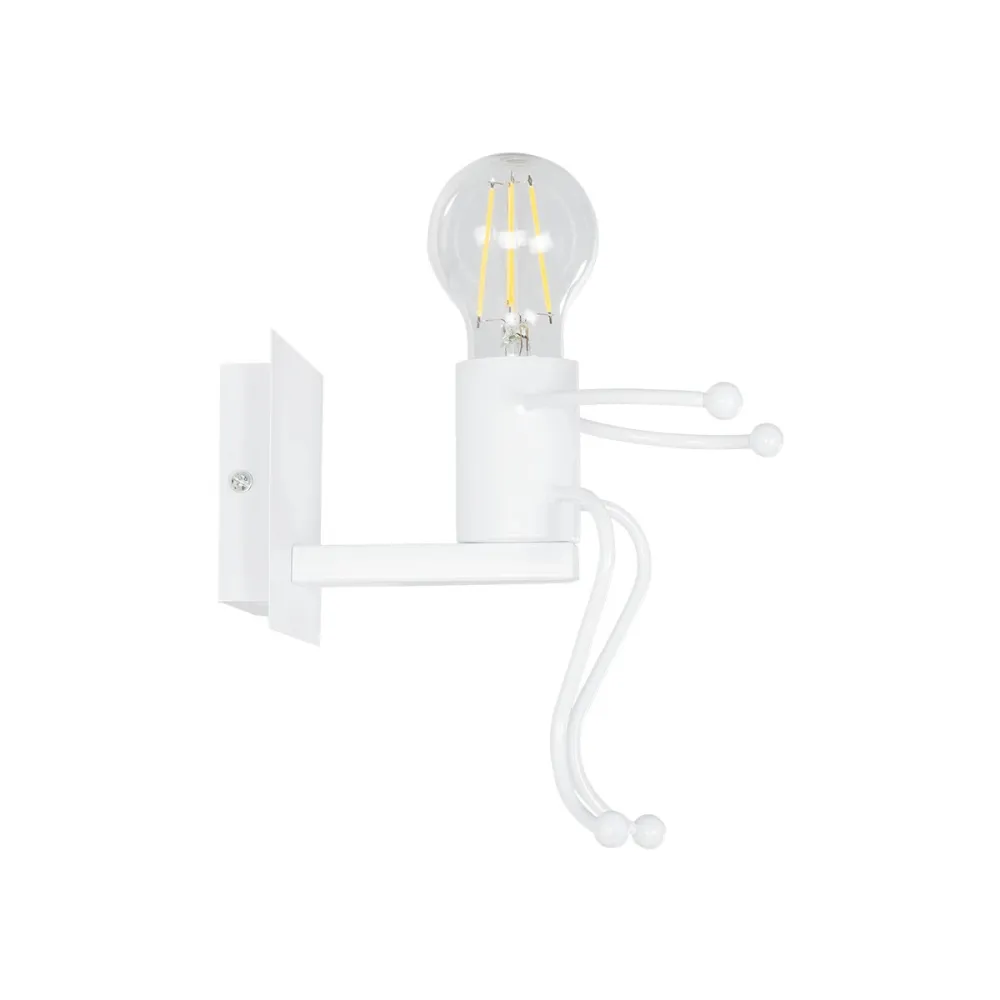 GLOBOSTAR® LITTLEMAN 01389 Μοντέρνο Φωτιστικό Τοίχου - Απλίκα με Ντουί 1 x E27 AC 220-240V IP20 - Λευκό - Μ12 x Π19 x Υ17cm