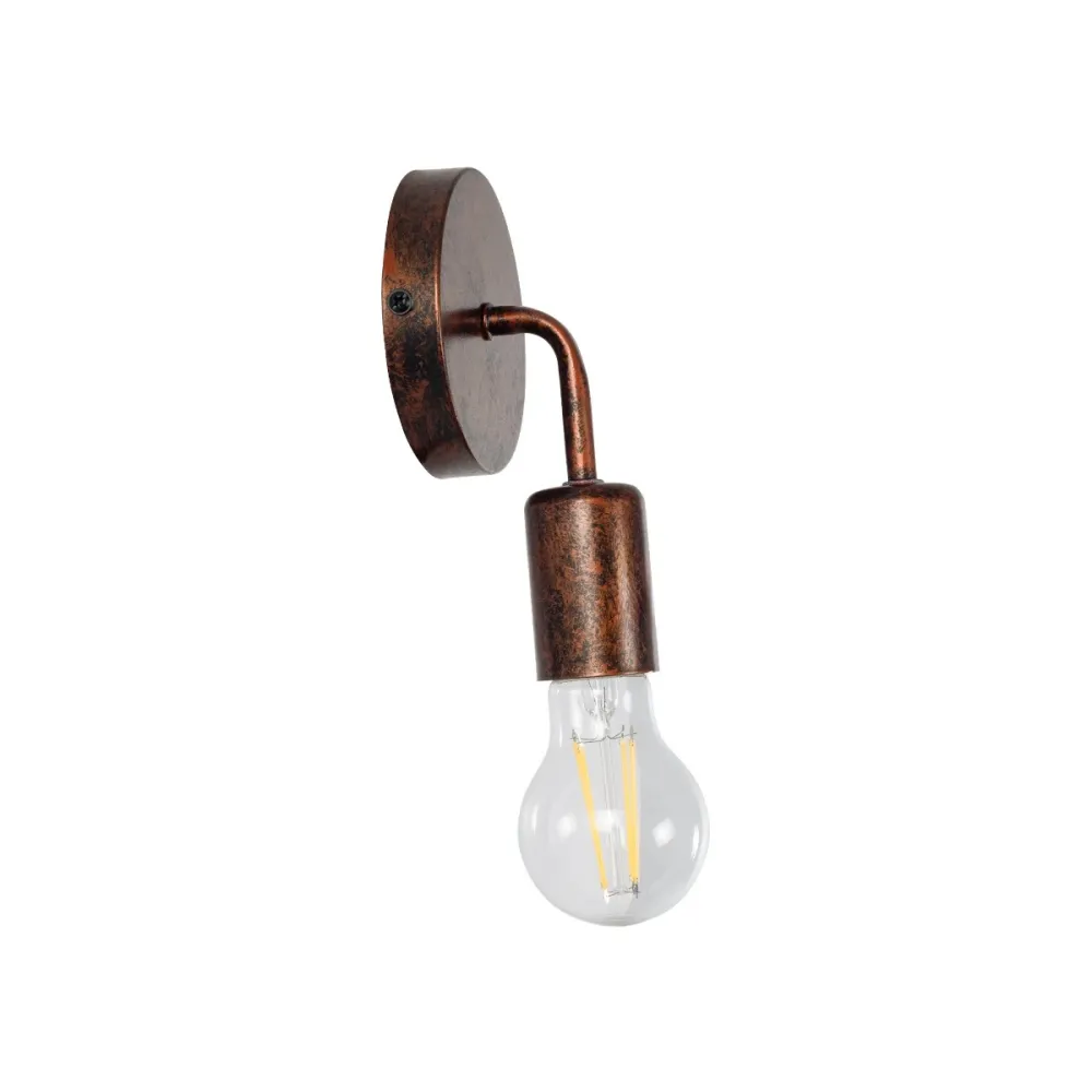 GLOBOSTAR® DON 01398 Vintage Φωτιστικό Τοίχου - Απλίκα με Ντουί 1 x E27 AC 220-240V IP20 - Χάλκινο Εφέ Σκουριάς - Μ10 x Π7 x Υ16cm