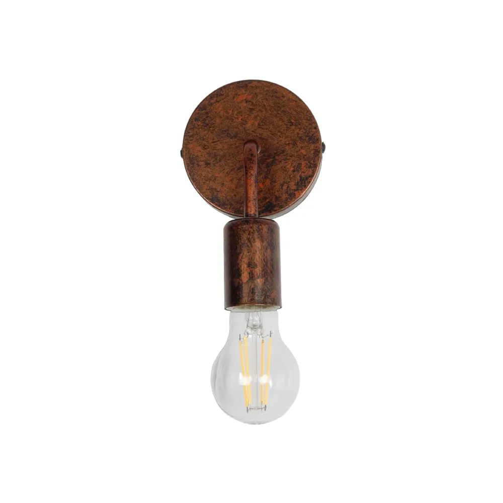 GLOBOSTAR® DON 01398 Vintage Φωτιστικό Τοίχου - Απλίκα με Ντουί 1 x E27 AC 220-240V IP20 - Χάλκινο Εφέ Σκουριάς - Μ10 x Π7 x Υ16cm