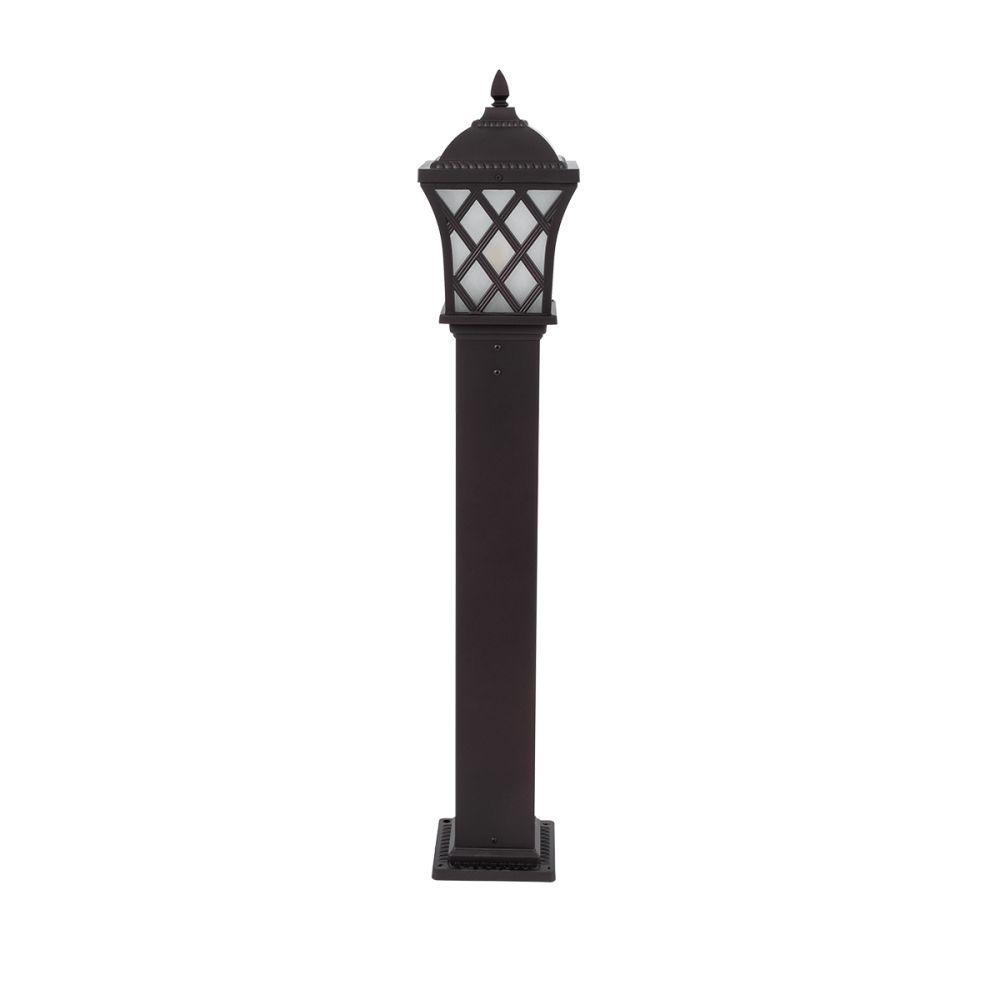 GloboStar® SHELTER 01400 Vintage Φωτιστικό Κολωνάκι Κήπου Μονόφωτο 1 x E27 Καφέ Μεταλλικό Πλέγμα L19 x W19 x H100cm
