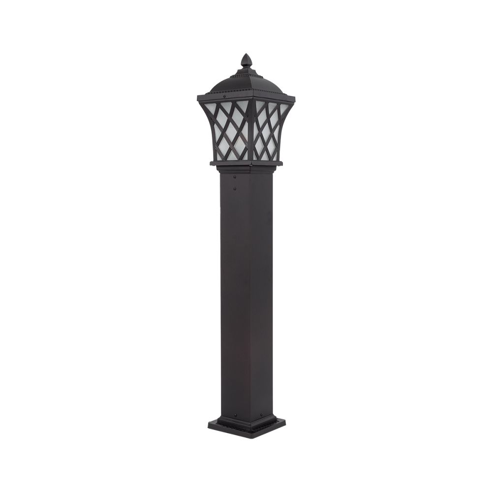GloboStar® SHELTER 01400 Vintage Φωτιστικό Κολωνάκι Κήπου Μονόφωτο 1 x E27 Καφέ Μεταλλικό Πλέγμα L19 x W19 x H100cm