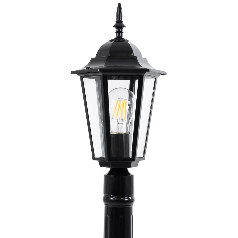 GloboStar® ELLIPSE 01401 Vintage Φωτιστικό Κολωνάκι Κήπου  Μονόφωτο 1 x E27 Μαύρο Μεταλλικό Πλέγμα L17 x W16 x H105cm
