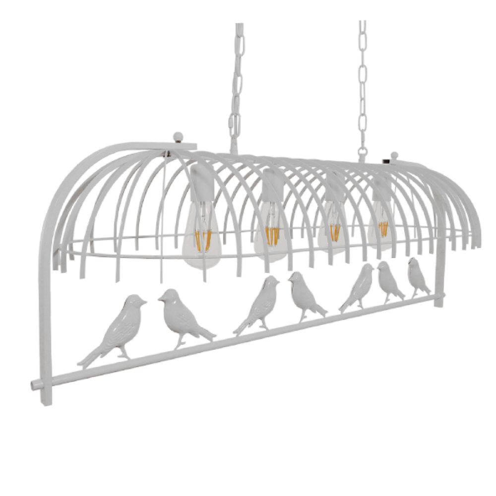 GLOBOSTAR® NEST 01403 Vintage Κρεμαστό Φωτιστικό Οροφής με Ντουί 4 x E27 AC 220-240V IP20 - Λευκό & Πράσινο - Μ103 x Π34 x Υ36.5cm