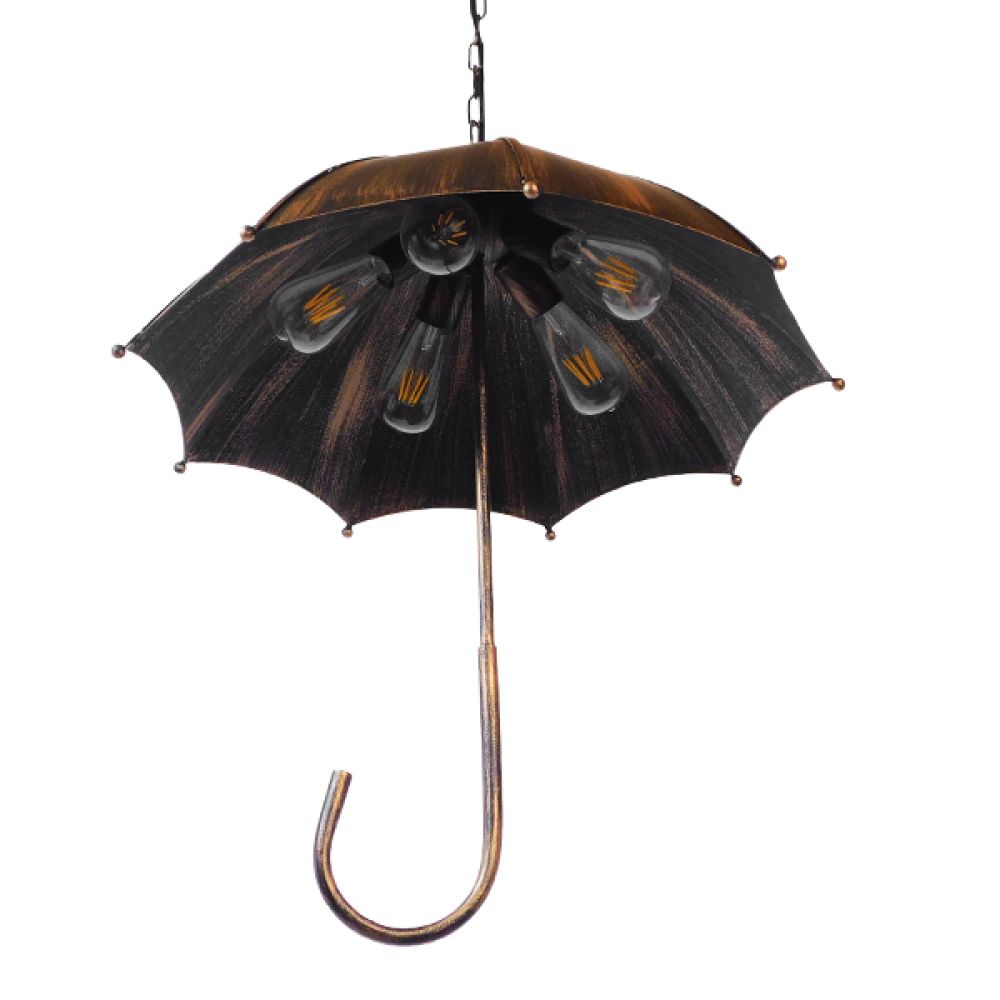 GLOBOSTAR® UMBRELLA 01406 Vintage Κρεμαστό Φωτιστικό Οροφής με Ντουί 5 x E27 AC 220-240V IP20 - Χάλκινο - Μ60 x Π60 x Y65cm