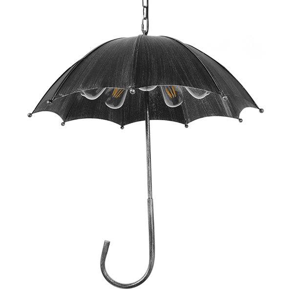 GloboStar® UMBRELLA 01407 Vintage Κρεμαστό Φωτιστικό Φιγούρα Πολύφωτο 5 x E27 IP20 Ασημί Μέταλλο - Μ60 x Π60 x Y65cm