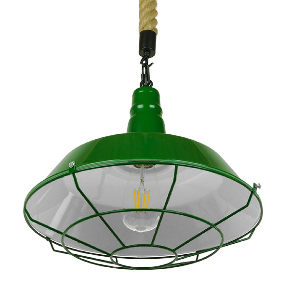 GLOBOSTAR® CRANE 01408 Vintage Κρεμαστό Φωτιστικό Οροφής με Ντουί 1 x E27 AC 220-240V IP20 - Πράσινο & Μπεζ - Μ36 x Π36 x Y31cm