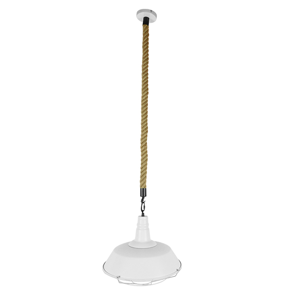 GLOBOSTAR® CRANE 01409 Vintage Κρεμαστό Φωτιστικό Οροφής με Ντουί 1 x E27 AC 220-240V IP20 - Λευκό & Μπεζ - Μ36 x Π36 x Υ31cm