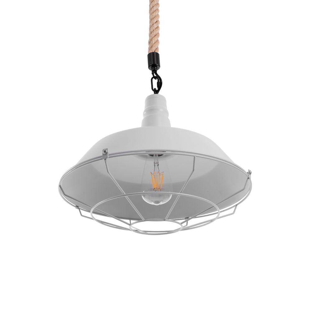 GLOBOSTAR® CRANE 01409 Vintage Κρεμαστό Φωτιστικό Οροφής με Ντουί 1 x E27 AC 220-240V IP20 - Λευκό & Μπεζ - Μ36 x Π36 x Υ31cm