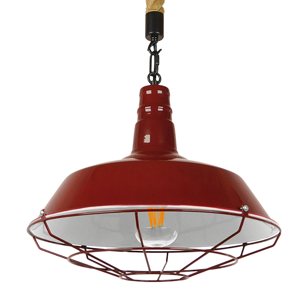 GLOBOSTAR® CRANE 01410 Vintage Κρεμαστό Φωτιστικό Οροφής με Ντουί 1 x E27 AC 220-240V IP20 - Κόκκινο & Μπεζ - Μ36 x Π36 x Υ31cm