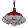 GLOBOSTAR® CRANE 01410 Vintage Κρεμαστό Φωτιστικό Οροφής με Ντουί 1 x E27 AC 220-240V IP20 - Κόκκινο & Μπεζ - Μ36 x Π36 x Υ31cm