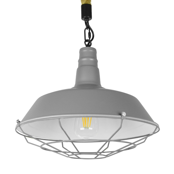 GLOBOSTAR® CRANE 01411 Vintage Κρεμαστό Φωτιστικό Οροφής με Ντουί 1 x E27 AC 220-240V IP20 - Γκρι, Λευκό & Μπεζ - Μ36 x Π36 x Y31cm