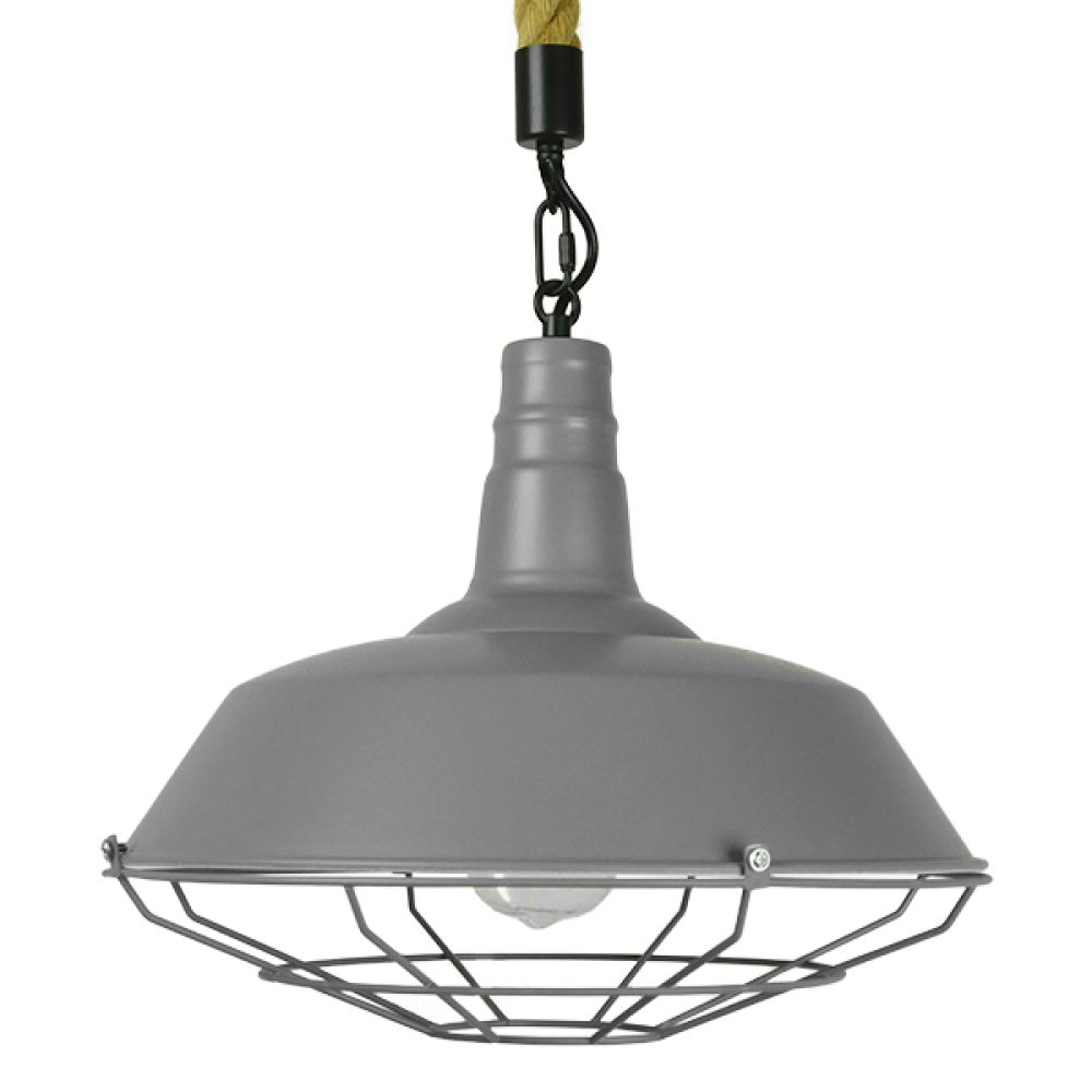 GLOBOSTAR® CRANE 01411 Vintage Κρεμαστό Φωτιστικό Οροφής με Ντουί 1 x E27 AC 220-240V IP20 - Γκρι & Μπεζ - Μ36 x Π36 x Y31cm