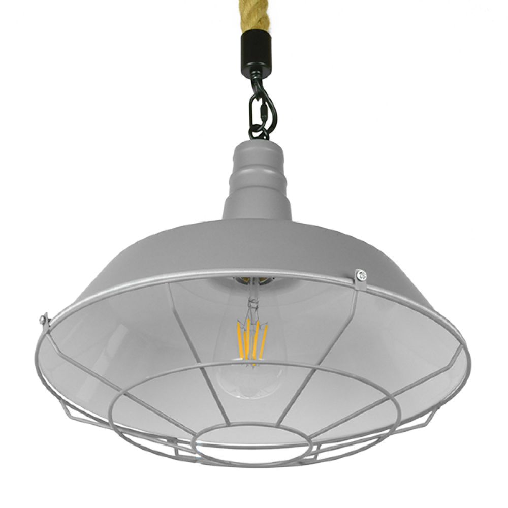GLOBOSTAR® CRANE 01411 Vintage Κρεμαστό Φωτιστικό Οροφής με Ντουί 1 x E27 AC 220-240V IP20 - Γκρι & Μπεζ - Μ36 x Π36 x Y31cm