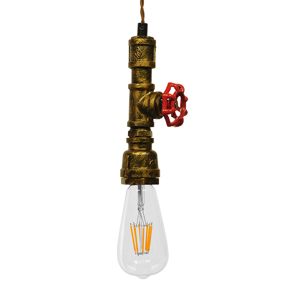 GLOBOSTAR® SPIGOT 01413 Vintage Κρεμαστό Φωτιστικό Οροφής με Ντουί 1 x E27 AC 220-240V IP20 - Χάλκινο & Κόκκινο - Μ5 x Π5 x Y20cm