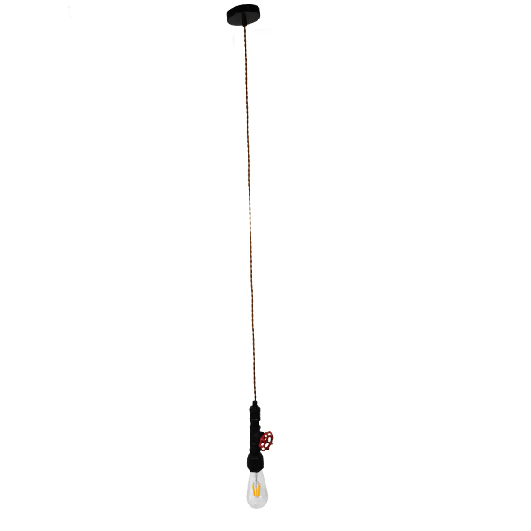 GLOBOSTAR® SPIGOT 01415 Vintage Κρεμαστό Φωτιστικό Οροφής με Ντουί 1 x E27 AC 220-240V IP20 - Μαύρο & Κόκκινο - Μ5 x Π5 x Y20cm