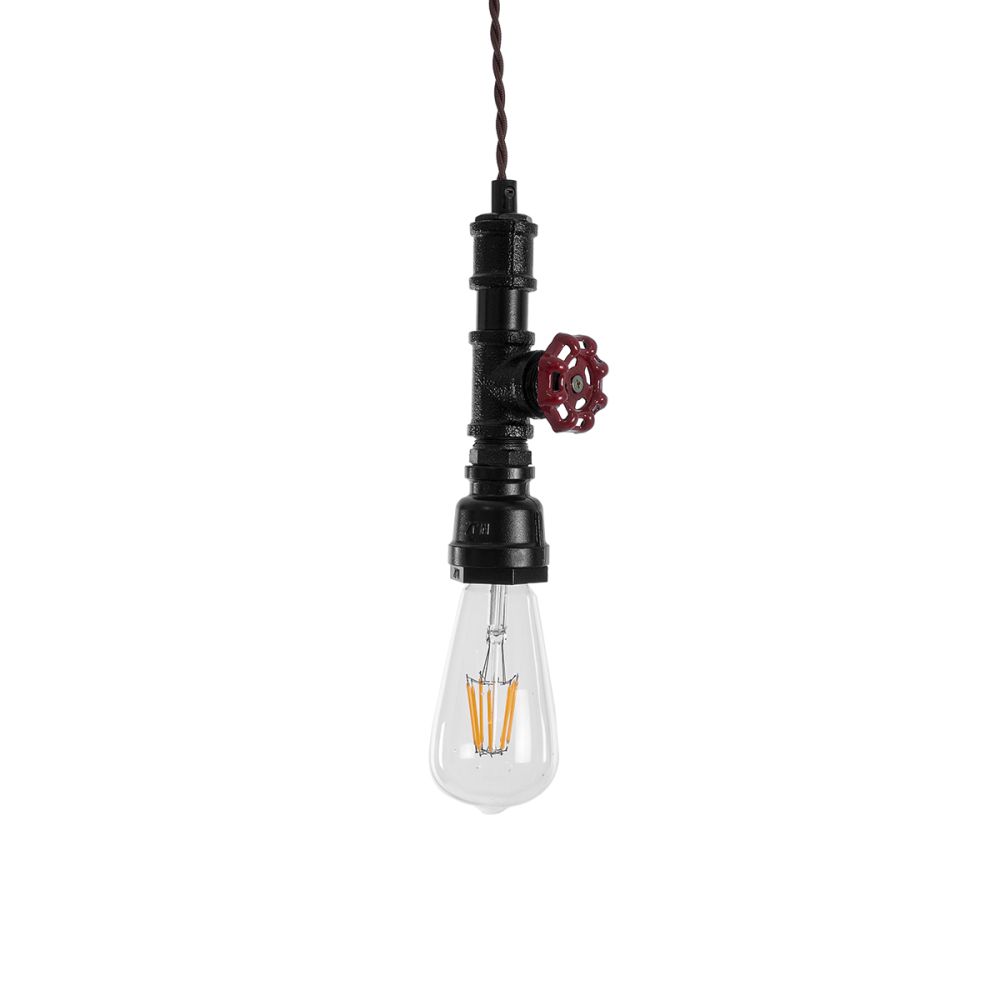 GLOBOSTAR® SPIGOT 01415 Vintage Κρεμαστό Φωτιστικό Οροφής με Ντουί 1 x E27 AC 220-240V IP20 - Μαύρο & Κόκκινο - Μ5 x Π5 x Y20cm