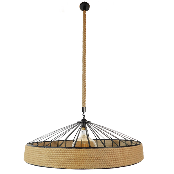 GLOBOSTAR® SAHARA 01416 Boho Κρεμαστό Φωτιστικό Οροφής με Ντουί 1 x E27 AC 220-240V IP20 - Μπεζ & Μαύρο - Μ80 x Π80 x Y25cm