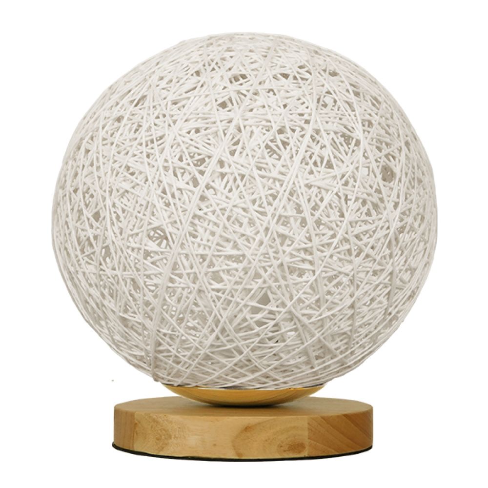 GLOBOSTAR® OCEANA 01417 Boho Επιτραπέζιο Φωτιστικό Πορτατίφ με Ντουί 1 x E27 AC 220-240V IP20 - Λευκό & Μπεζ - M20 x Π20 x Υ22cm